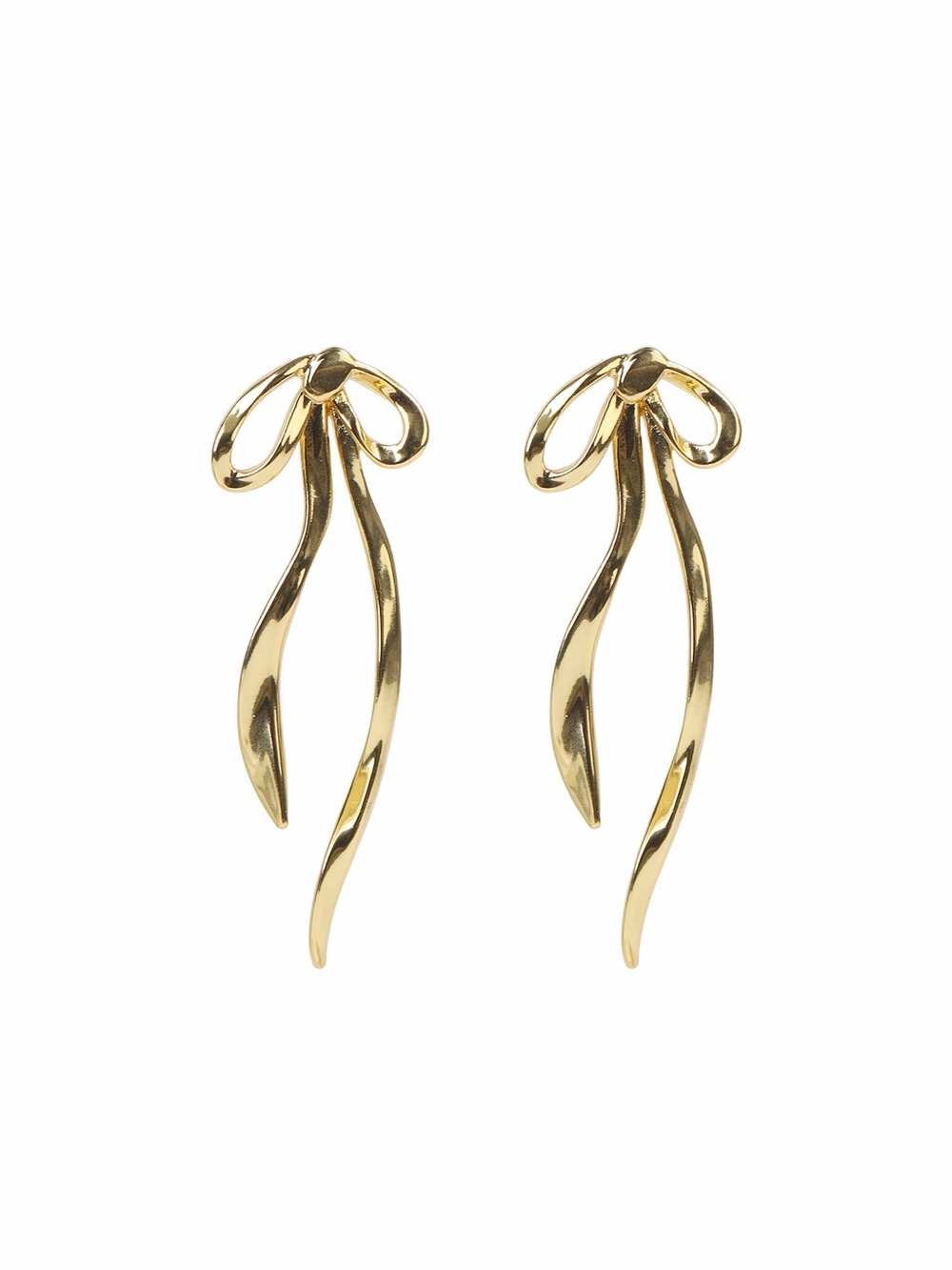 Elegant Gold Ribbon Drop Earrings - Women Jewelry